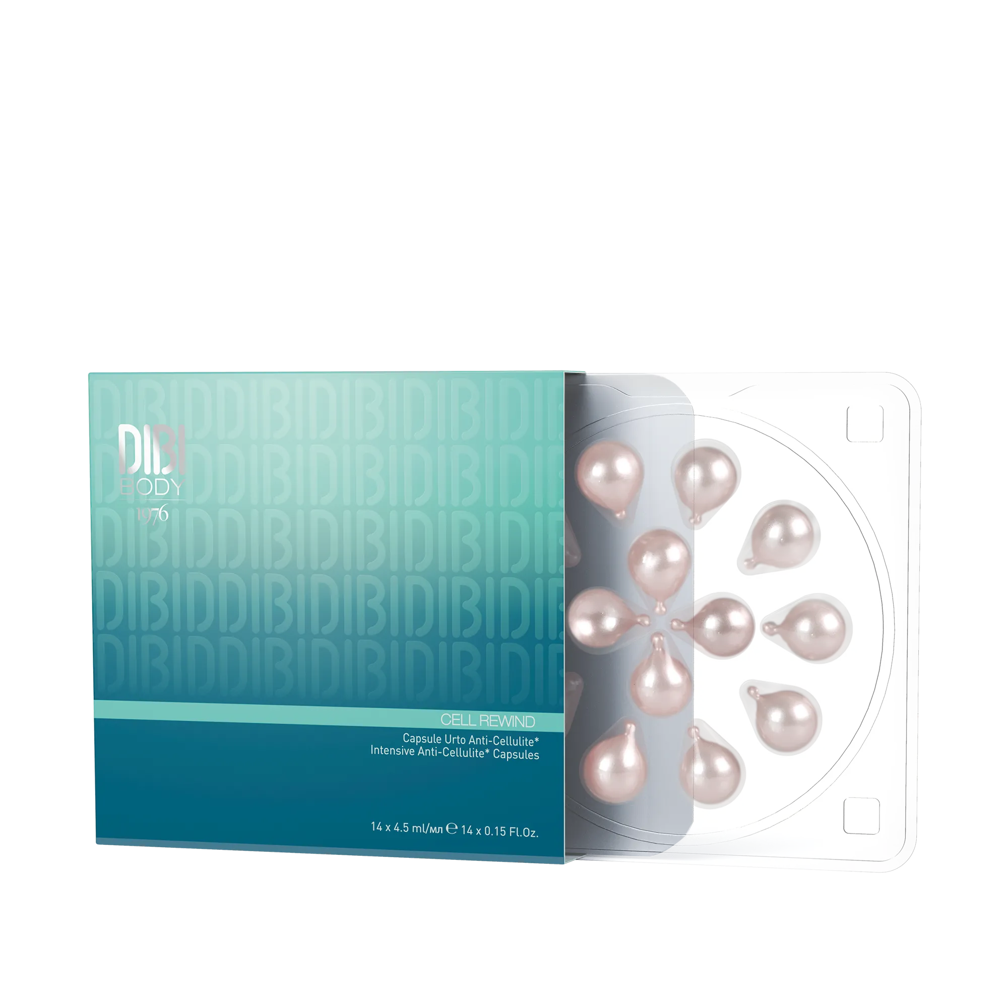 Envase de las Cápsulas Anticelulitis Cell Rewind de DIBI Milano